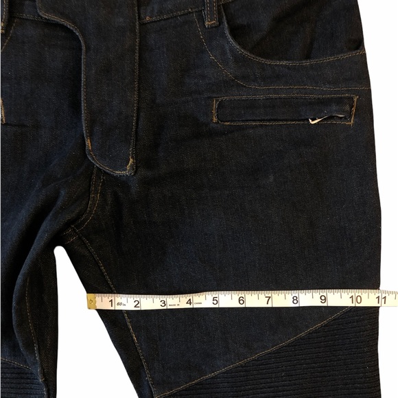 BALMAIN Men’s Moto Biker Dark Wash Jeans - Picture 12 of 16